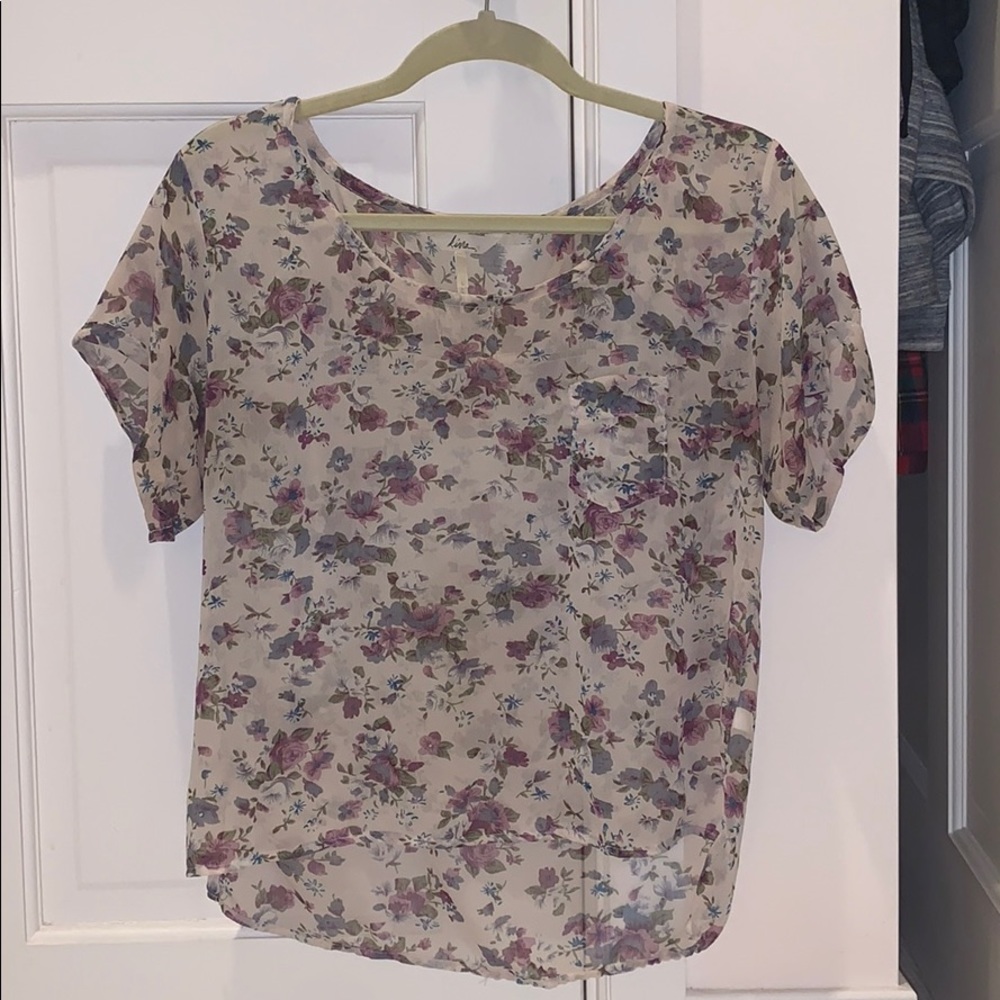 KINA Sheer Floral Blouse with Pocket